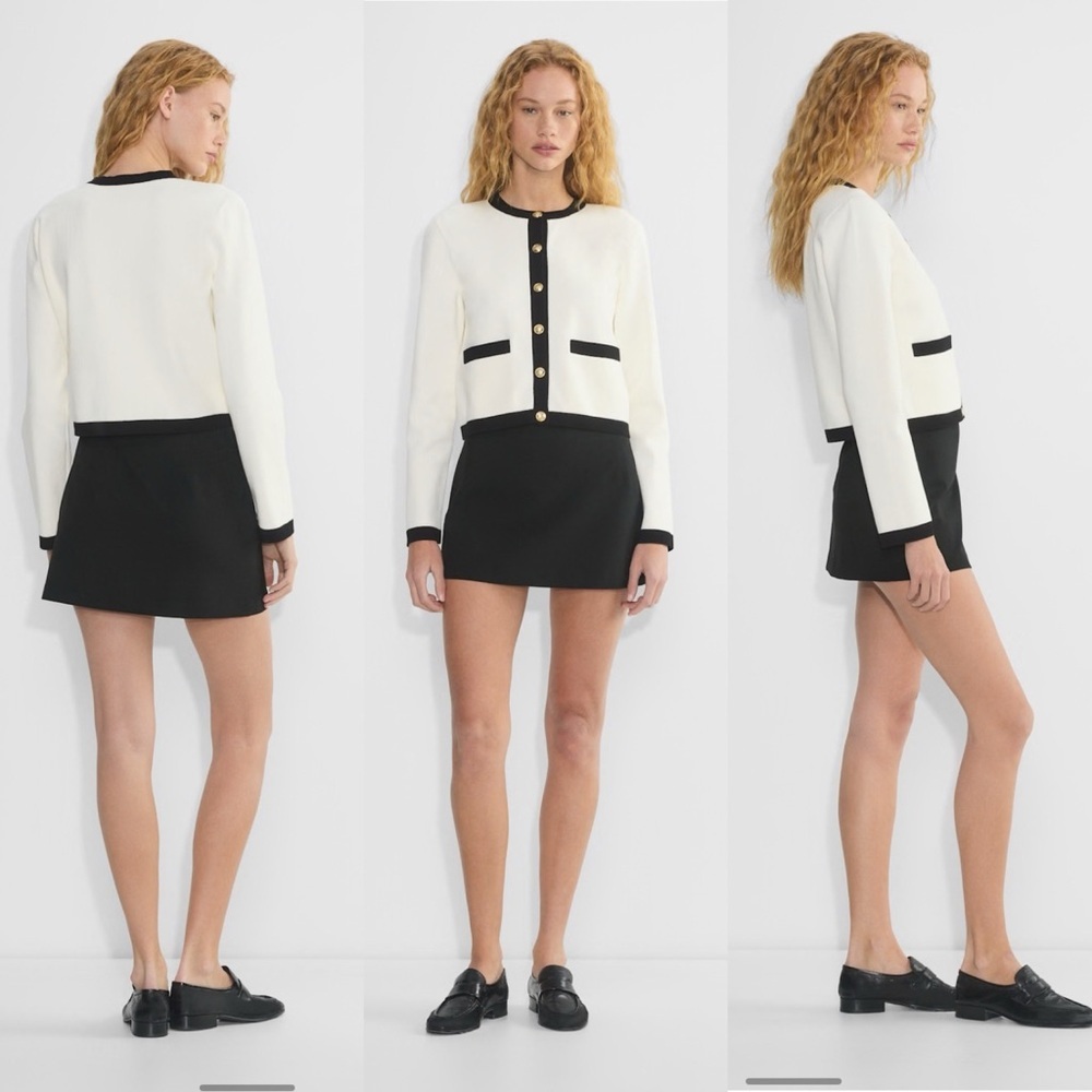 Aritzia Babaton Approach Cardigan in Light Birch/Black Size Small